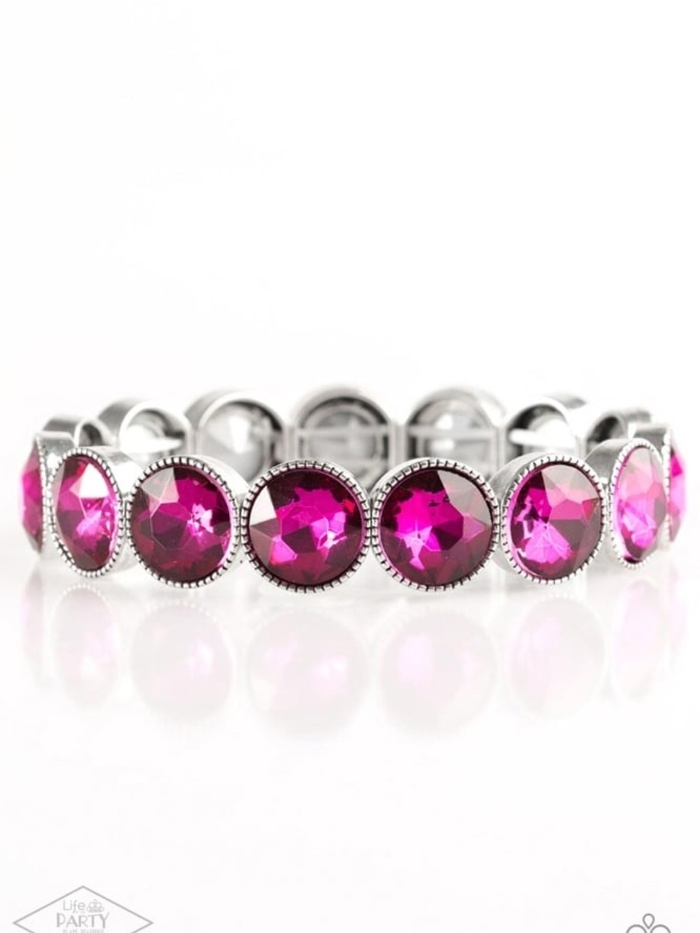 Paparazzi Silver-Tone Bracelet with Fuchsia Crystal Rounds
